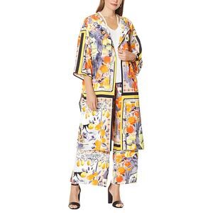 David Meister Golden Combo Printed Kimono Maxi Duster and Pants Set